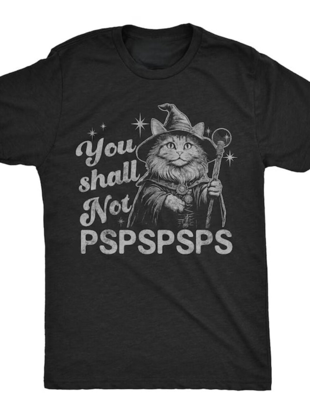 Funny Cat Wizard T-Shirt, Cute Cat Graphic Tee, Gift For Cat Lover